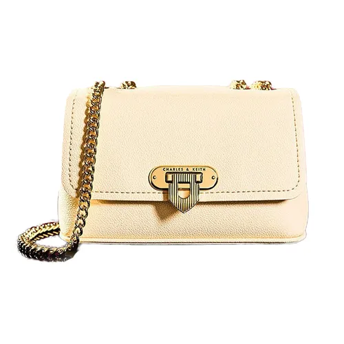 Túi Đeo Chéo Nữ Charles & Keith CNK Alcott Push-Lock Chain Bag 80782093 Màu Beige
