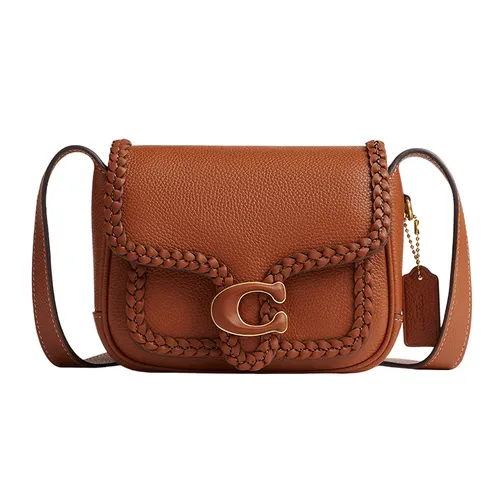 Túi Đeo Chéo Nữ Coach Tabby 19 Braided Leather Messenger Bag Màu Nâu