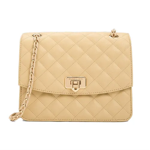 Túi Đeo Vai Nữ Charles & Keith CNK Cressida Quilted Chain Strap Bag 70782173 Màu Beige