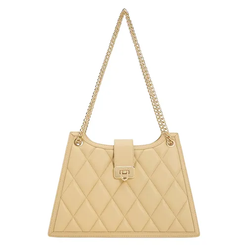 Túi Đeo Vai Nữ Charles & Keith CNK Cressida Quilted Trapeze Chain Bag 30151307 Màu Be