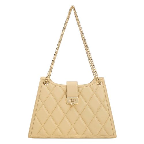 Túi Đeo Vai Nữ Charles & Keith CNK Cressida Quilted Trapeze Chain Bag CK2-30151307 Màu Be-1