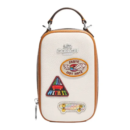 Túi Đựng Điện Thoại Coach Eva Phone Crossbody With Patches CJ650 Màu Trắng Nâu