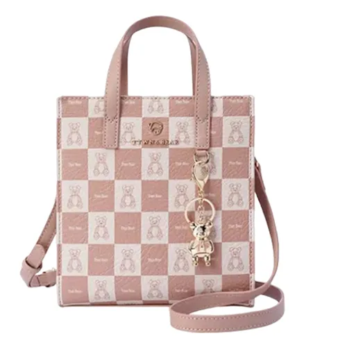Túi Tote Nữ TWN BEAR TN2844 Caro Hồng Trắng