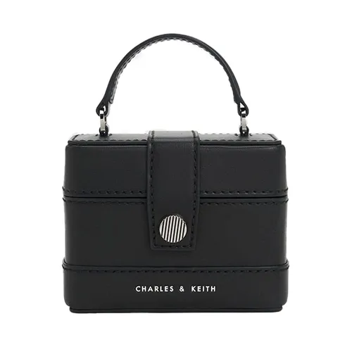 Túi Xách Nữ Charles & Keith CNK Mini Bronte Contrast Trim Top Handle Bag 50701327 Màu Đen
