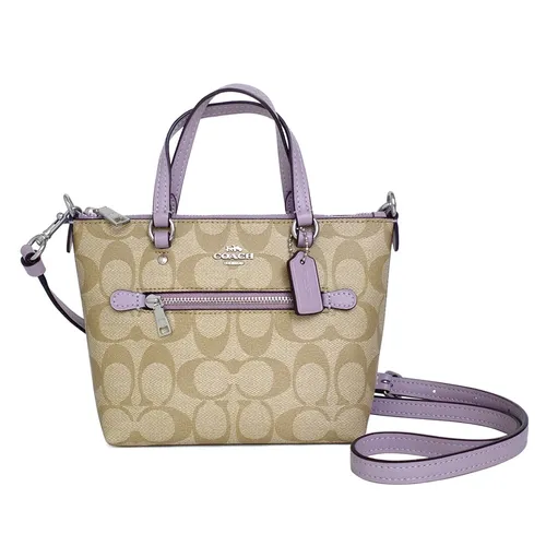 Túi Xách Nữ Coach Mini Gallery Crossbody In Signature Canvas Màu Be Phối Tím