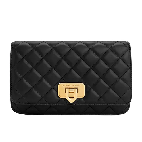 Ví Nữ Charles & Keith CNK Cressida Push-Lock Clutch - Black CK2-70160131 Màu Đen