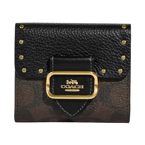 Túi xách - Ví Nữ Coach Small Morgan Wallet In Colorblock Signature Canvas With Rivets CF471 Màu Đen - Vua Hàng Hiệu