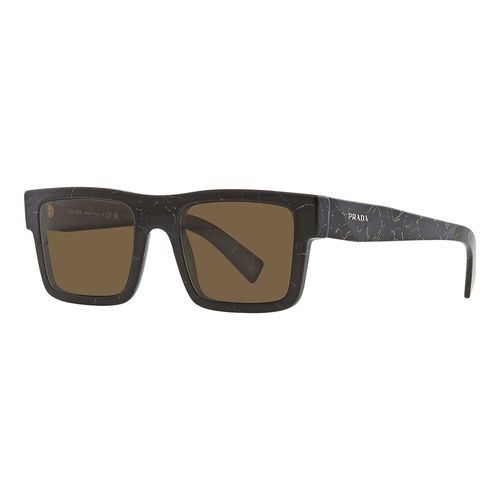 Kính Mát Nam Prada Dark Brown Rectangular Men's Sunglasses PR 19WS 19D01T 52 Màu Đen Vàng-1