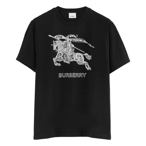 Áo Phông Nam Burberry Embroidered Ekd T-Shirt Màu Đen Size L-1