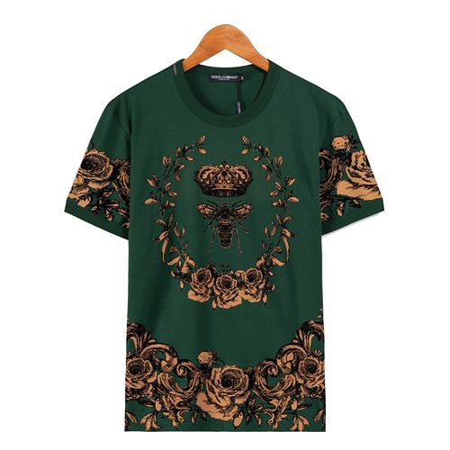 Áo Phông Nam Dolce & Gabbana D&G Crown Bee Flock Print Cotton T-Shirt G8FL6T-G7EFV X0800 Màu Xanh Lá Size 46-1