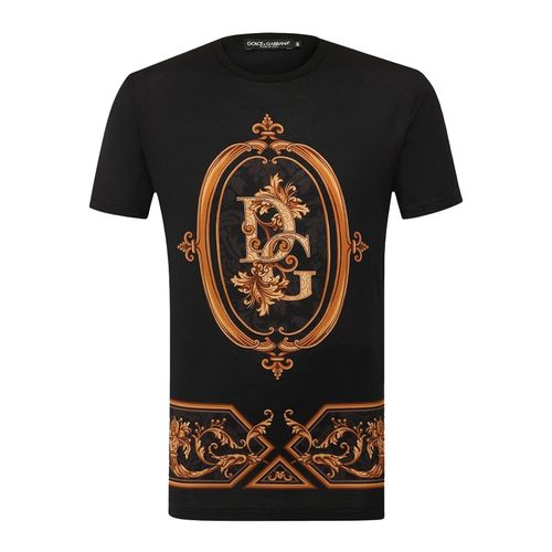 Áo Phông Nam Dolce & Gabbana  D&G Logo Baroque Print T-Shirt G8KBAT HH7YV1 HNII4 Màu Đen Size 48-1