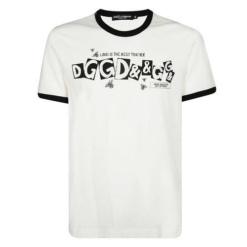 Áo Phông Nam Dolce & Gabbana D&G Logo Print T-Shirt G8JX7T FI733 Màu Trắng Size 46