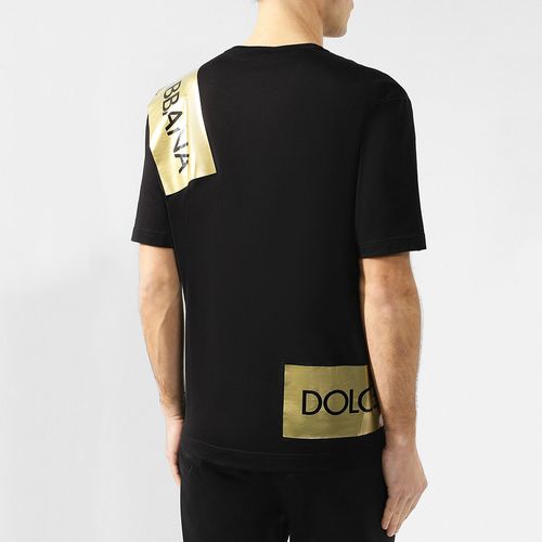 Áo Phông Nam Dolce & Gabbana  D&G Gold Tape Logo T-shirt G8HS4T-G7RKA N000 Màu Đen Size 48-4