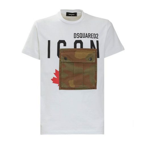 Áo Phông Nam Dsquared2  Camouflage Pocket T-Shirt S79GC0032100 Màu Trắng Size S-1