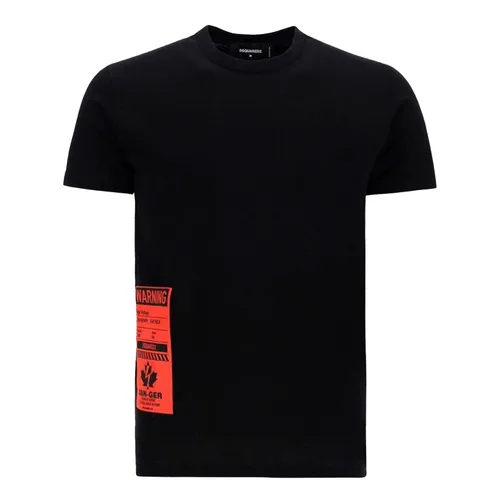 Áo Phông Nam Dsquared2 Logo Patch Cotton T-Shirt S71GD1039S23009900 Màu Đen Size 48