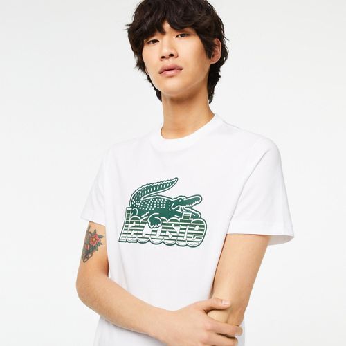 Áo Phông Nam Lacoste Men’s Cotton Jersey Print T-shirt TH5070-00-001 Màu Trắng Size 3-3