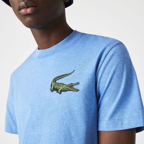 Áo Phông Nam Lacoste Men's Crocodile Embroidered Crew Neck Cotton T-Shirt TH2058-00-HG3 Màu Xanh Blue Size 2-4