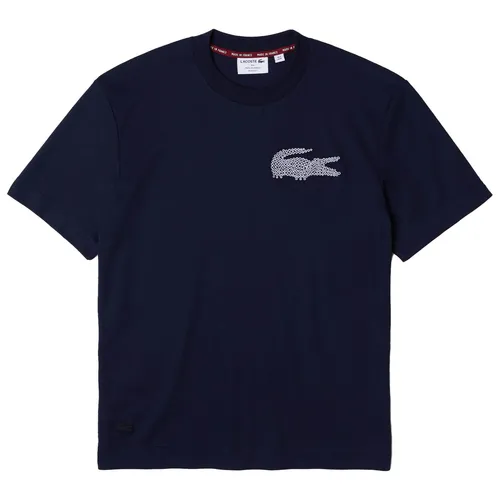 Áo Phông Nam Lacoste Men's Made In France Embroidered Organic Cotton T-Shirt TH2691-00-166 Màu Xanh Navy Size 3