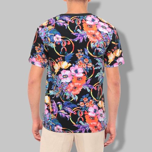 Áo Phông Nam Moschino Floral Print T-Shirt 12637018EI Màu Đen Họa Tiết Size 46-2