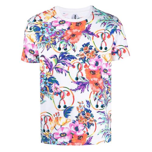 Áo Phông Nam Moschino Floral Print T-Shirt 12637018PA Màu Trắng Họa Tiết Size 44