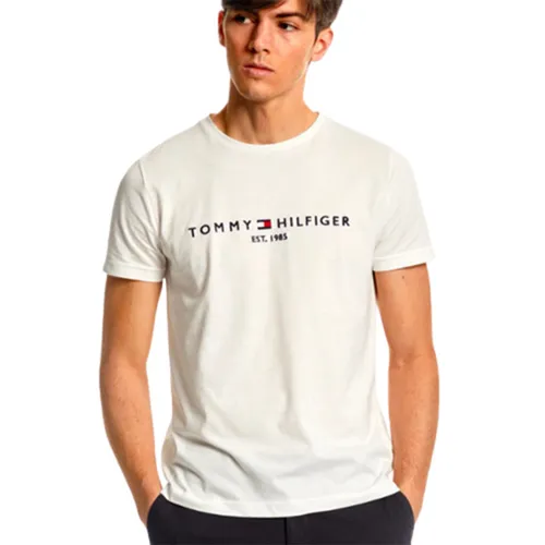 Tommy Hilfiger Áo phông - Áo Phông Nam Tommy Hilfiger Organic Cotton Embroidered Logo TShirt White Màu Trắng Size L - Vua Hàng Hiệu