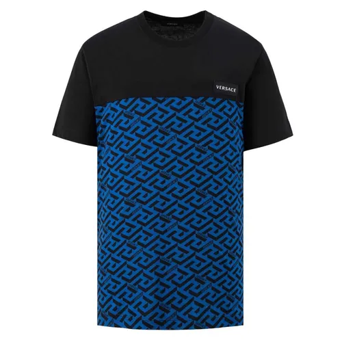 Thời trang Xanh Đen Áo phông - Áo Phông Nam Versace With La Greca Pattern Printed Tshirt 1008327 1A05962 Màu Xanh Đen - Vua Hàng Hiệu