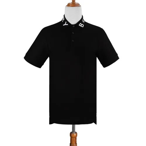 Áo Polo Nam Burberry Black With Logo Neck Detail 8067536 Màu Đen
