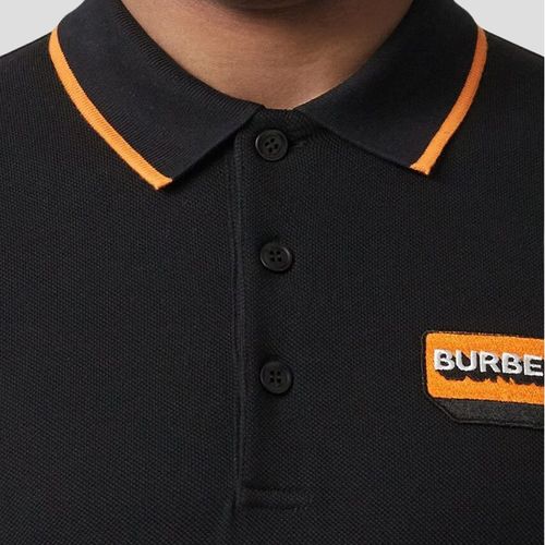 Áo Polo Nam Burberry Black With Orange Tag Embroidered 8057280 Màu Đen-5