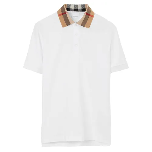 Áo Polo Nam Burberry Check Collar Cotton Shirt 80716211 Màu Trắng Size M