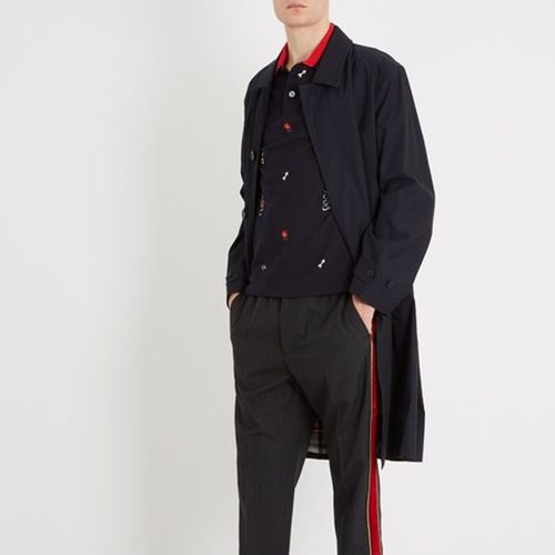 Áo Polo Nam Gucci GG Embroidered Stretch-Cotton Blend Piqué Shirt Black Màu Đen Size XL-5