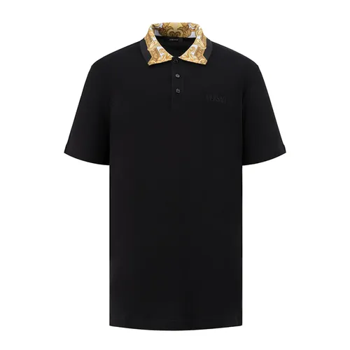 Áo Polo Nam Versace Logo Embroidered Pattern Shirt 1012260 1A08837 Màu Đen Size M