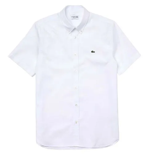 Thời trang Áo sơ mi Có sẵn - Áo Sơ Mi Cộc Tay Nam Lacoste Men's Regular Fit Premium Cotton Shirt CH2944001 Màu Trắng Size 39 - Vua Hàng Hiệu