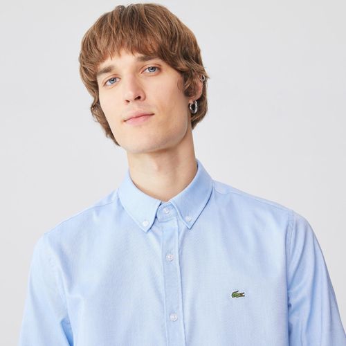 Áo Sơ Mi Nam Lacoste Men's Regular Fit Cotton Oxford Shirt CH4976-51-58M Màu Xanh Blue Size 39-4