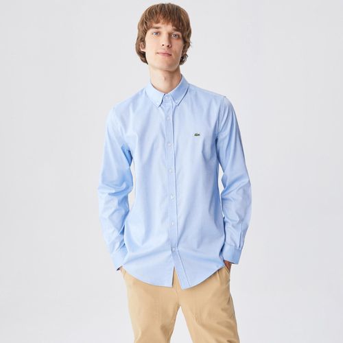 Áo Sơ Mi Nam Lacoste Men's Regular Fit Cotton Oxford Shirt CH4976-51-58M Màu Xanh Blue Size 39-5