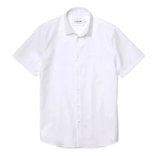 Áo Sơ Mi Lacoste Men's Regular Fit Textured Cotton Poplin Shirt CH2741 001 Màu Trắng Size S