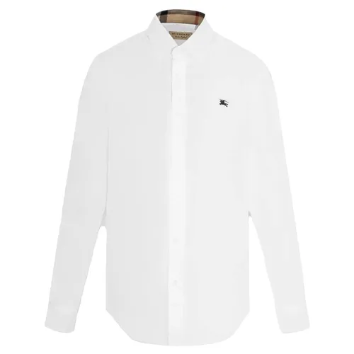 Áo Sơ Mi Nam Burberry Men's Logo Embroidered 8036292 Màu Trắng Size S