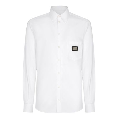 Áo Sơ Mi Nam Dolce & Gabbana D&G Cotton Martini-Fit Shirt G5JG4TFU5U8W0800 Màu Trắng Size 38