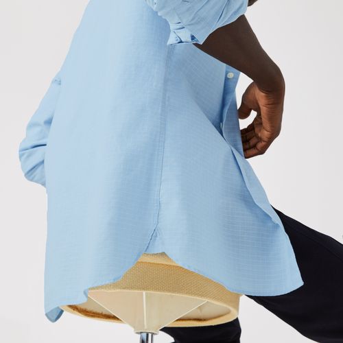 Áo Sơ Mi Nam Lacoste Men's Slim Fit Checkered Cotton And Linen Shirt CH7643-00-FV2 Màu Xanh Blue Size 40-2