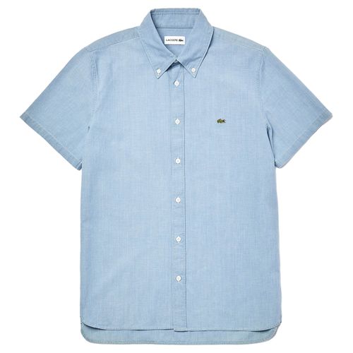 Áo Sơ Mi Nam Lacoste Men's Slim Fit Cotton Chambray Shirt CH2973-00-UEX Màu Xanh Blue Size 39-1