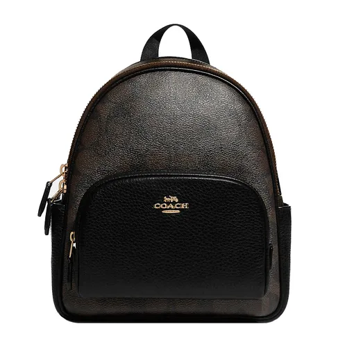 Túi xách Coach Balo - Balo Nữ Coach Mini Court Backpack In Signature Canvas C8604 Màu Nâu/Đen - Vua Hàng Hiệu