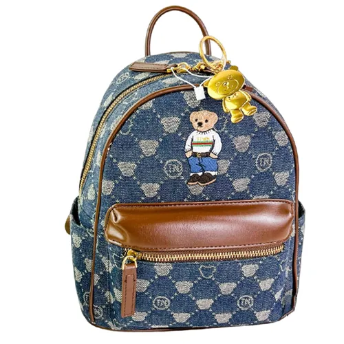 Balo Nữ TTWN BEAR TN2301 TN3173 Màu Xanh Viền Nâu - Túi xách - Vua Hàng Hiệu