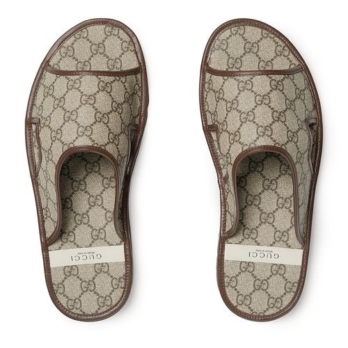 Dép Nam Gucci GG Supreme Sandals Màu Xám Nâu Size 39.5-5