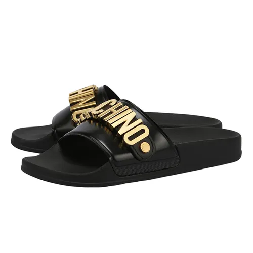 Dép Cao su - Dép Nam Moschino Pvc Slide Sandals With Lettering Logo MA28032G1DM11000 Màu Đen Size 40 - Vua Hàng Hiệu