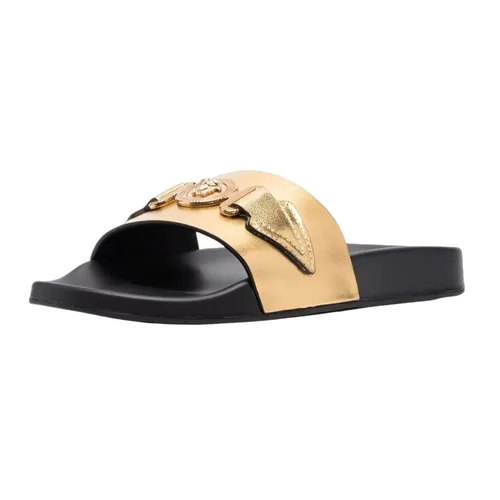 Dép Nam Versace Gold Logo Medusa 1004983 1A04199 1X100 Màu Đen Vàng