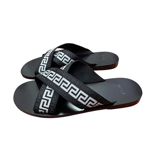 Dép Nam Versace Greca Ribbon Sandals VS9746 Màu Đen Trắng Size 41-1