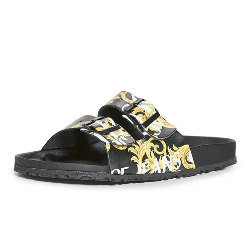 Dép Versace Jeans Couture Logo Baroque Slides CP5694 Màu Đen Vàng Size 39