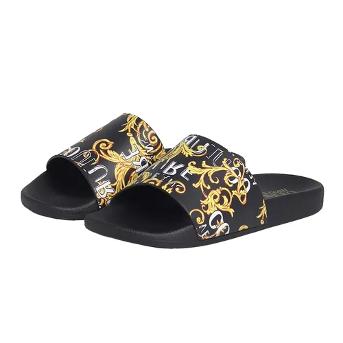 Dép Nam Versace Jeans Couture Logo Slides 74YA3SQ4ZS631 Màu Đen Vàng Size 39