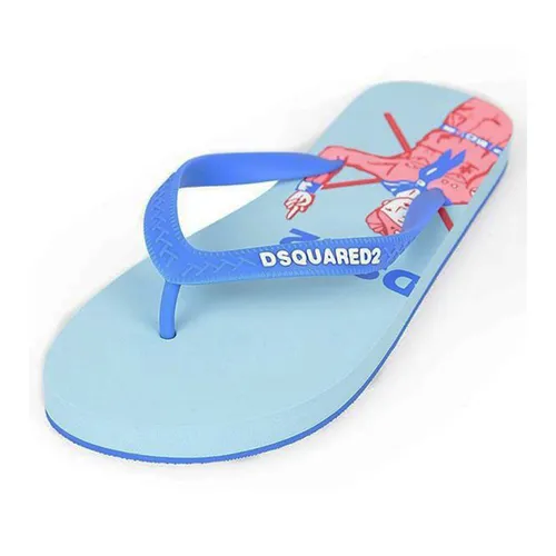 Dép Xanh nhạt - Dép Xỏ Ngón Dsquared2 Printed Rubber Flip-Flops FFM0001 17200002 3083 Màu Xanh Nhạt Size 42 - Vua Hàng Hiệu