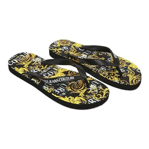 Dép Xỏ Ngón Nam Versace Jeans Couture Flip-Flops 74YA3SQ7ZS627 Màu Đen Vàng Size 41