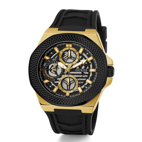 Đồng Hồ Nam Guess Black Front Runner Silicone Watch GW0577G2 Màu Đen Vàng-5